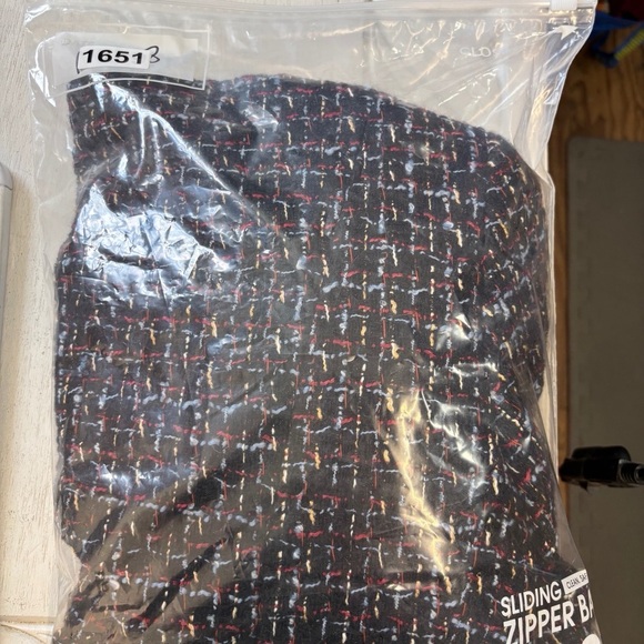 Lafayette 148 Leather Trimmed Tweed Wool Blend Blazer Jacket Black Red 14 - Picture 6 of 7